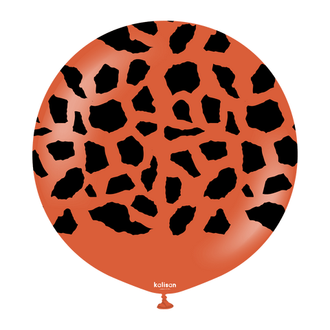 Kalisan 24" Safari Giraffe Printed Rust Orange (Black) Latex Balloon, 1 piece