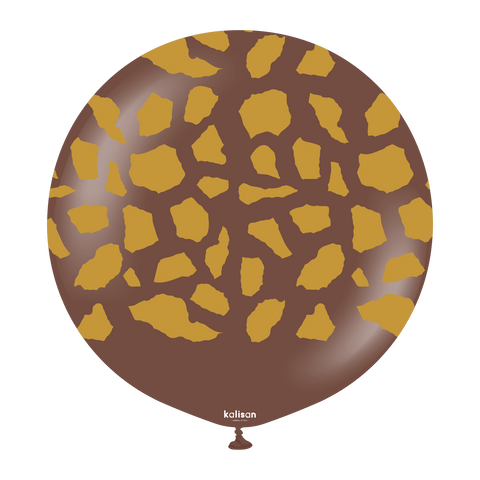 Kalisan 24" Safari Giraffe Printed Chocolate Brown (Gold) Latex Balloon, 1 piece