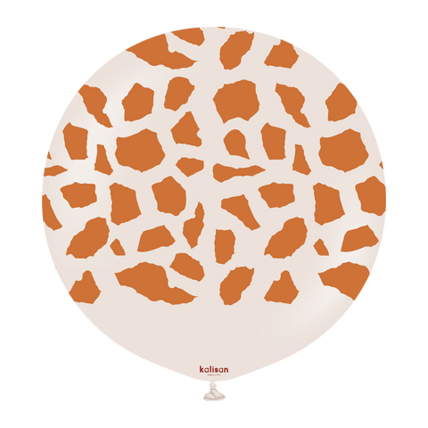 Kalisan 24" Safari Giraffe Printed White Sand (Caramel) Latex Balloon, 1 piece