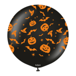 Kalisan 24" Halloween Theme 1 Black Printed Latex Balloon, 1 ct