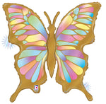 33" Foil Shape Holographic Opal Butterfly Foil Balloon