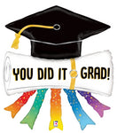 44" Foil Shape You Did It Grad Diploma Foil Balloon, flat