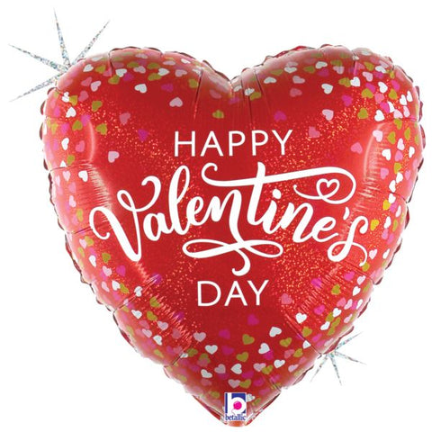 18" Valentine Confetti Hearts, Foil Baloon