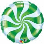 18" Candy Swirl Green, Foil Balloon