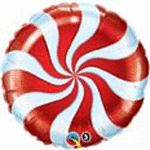 18" Candy Swirl Red, Foil Balloon, Flat
