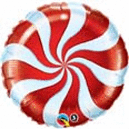 18" Candy Swirl Red, Foil Balloon, Flat
