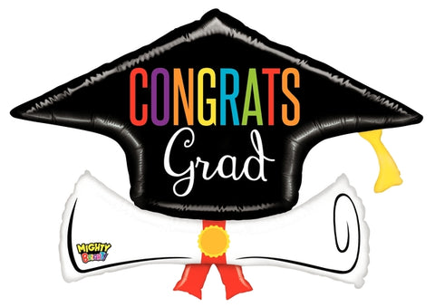 36" Mighty Congrats Grad Diploma Foil Balloon, Flat