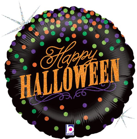 18" Halloween Confetti Holographic, Foil Balloon