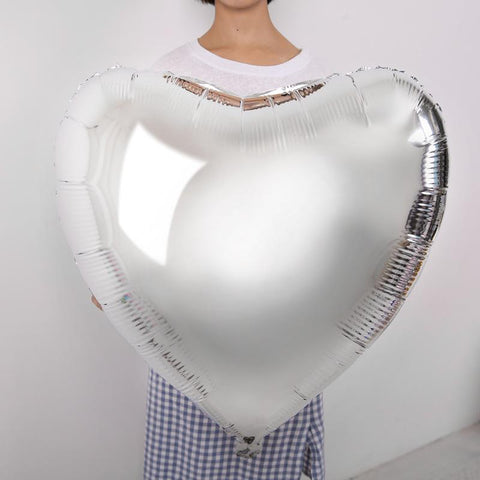 36", Large Silver Heart Foil Balloon