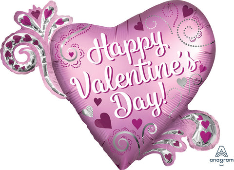 32" Satin Happy Valentine's Day Heart Foil Balloon