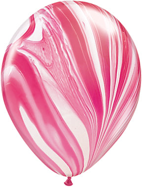 11" Red & White Super Agate Latex Balloons, 25 ct