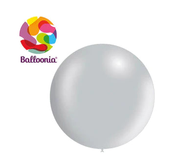 Balloonia 2FT Balloon Metallic Latex Silver 5CT
