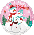 18" Happy Holiday Snow Family, Foil Balloon