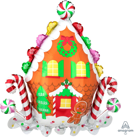 30" SuperShape Gingerbread House Foil Balloon, Flat