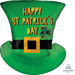 24" Super-Shape St. Patrick's Day Satin Top Hat Foil Balloon