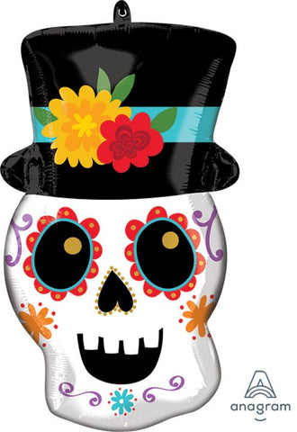 22" Day of the Dead Skull & Top Hat, Flat