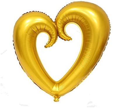 Gold, 40" Big Gold Heart Foil Balloon-Flat