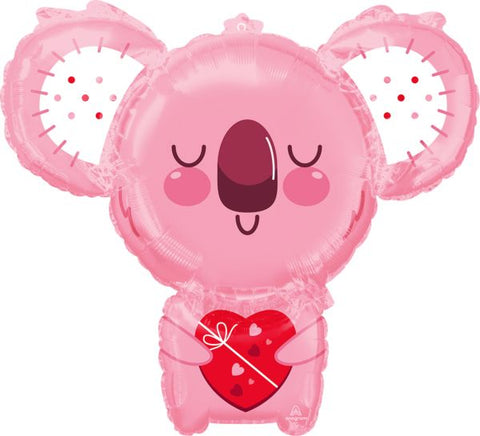 28" Pink Koala Bear, Valentine's Foil Balloon