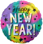 18" Iridescent Happy New Year Stars - Holographic, Foil Balloon – Single Pack