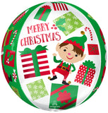 15″ Merry Christmas Elf Orbz, foil balloon (single Pack)