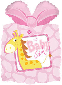 25" It's a Girl Present with Giraffe Packaged