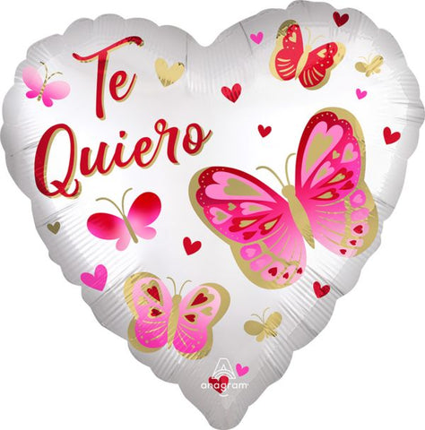 18" Te Quiero Satin Butterflies, Valentine's Balloon
