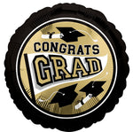 18" School Colors Be True to Your School Grad - White Gold Foil Balloon, Flat