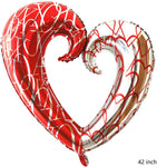 40" Red & Silver, Big Heart Foil Balloon