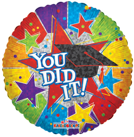 18″ SV You Did It With Cap, Graduation, Foil Balloon – Single Pack