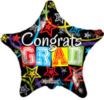 18" Congrats Grad Star Foil Balloon, Flat