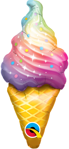 14" Rainbow Swirl Ice Cream Foil Balloon