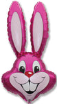 35" Bunny Rabbit Head Fuchsia Foil Balloon