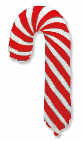 39" Candy Cane Red and White Foil Balloon, flat