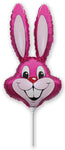 16" Airfill Only Bunny Rabbit Fushcia Head Foil Balloon
