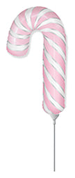 Airfill Only Pink Candy Cane Foil Balloon, flat