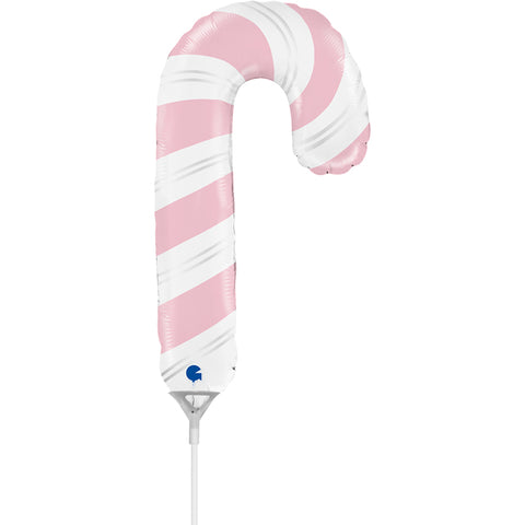 14" Airfill Only Pink Candy Cane mini Foil Balloon, flat