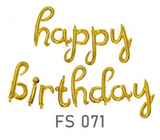Gold Happy Birthday Cursive foil balloon, package 2 pieces