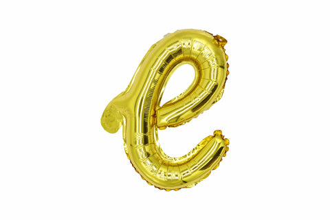 16" Gold Letter "e", Cursive Lower Case Letter Foil Balloon