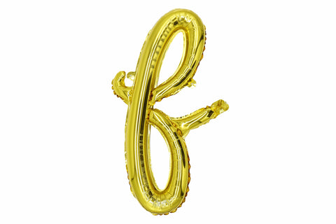 16" Gold Letter "f", Cursive Lower Case Letter Foil Balloon
