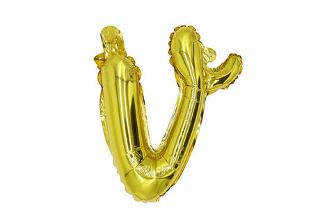 16" Gold Letter "v", Cursive Lower Case Letter Foil Balloon