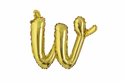 16" Gold Letter "w", Cursive Lower Case Letter Foil Balloon