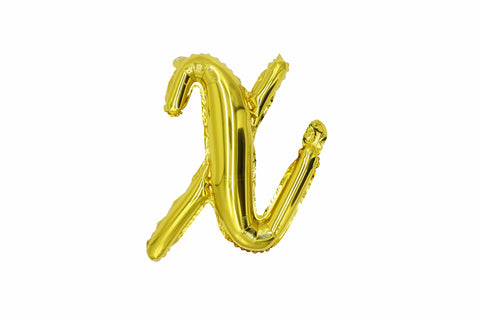 16" Gold Letter "x", Cursive Lower Case Letter Foil Balloon