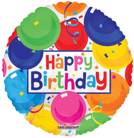 18″ PR Birthday Colorful Balloons Gb -Single Pack