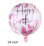 18" Happy Birthday Pink Butterfly Foil Balloon