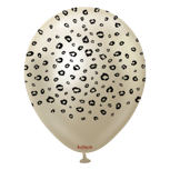 Kalisan 12" Safari Leopard Printed Mirror White Gold (Black) Latex Balloon, 25 pieces