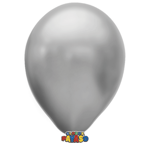 Globos Payaso 5in Balloon Metallic Silver 100ct