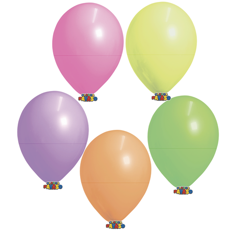 Globos Payaso 12in Balloon Neon Assorted 50ct