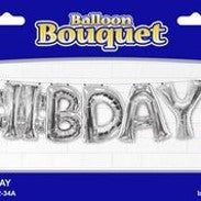 34" SC Bouquet #Bday Silver - Assortment