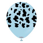 Kalisan 12" Safari Cow Printed Latex Balloon, Color Macaron Blue (Black), 25 pieces