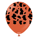 Kalisan 12" Safari Cow Printed Latex Balloon, Color Rust Orange (Black), 25 pieces